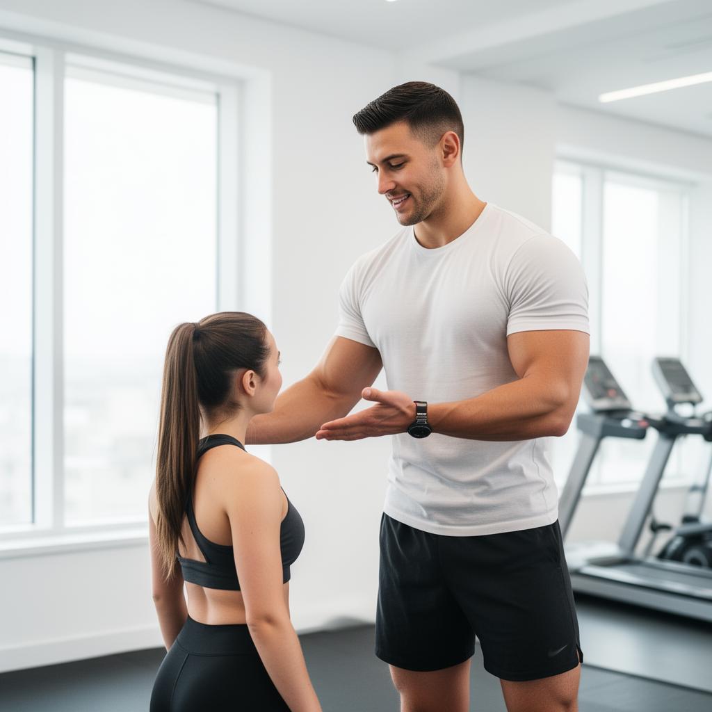 Entrenador personal con cliente